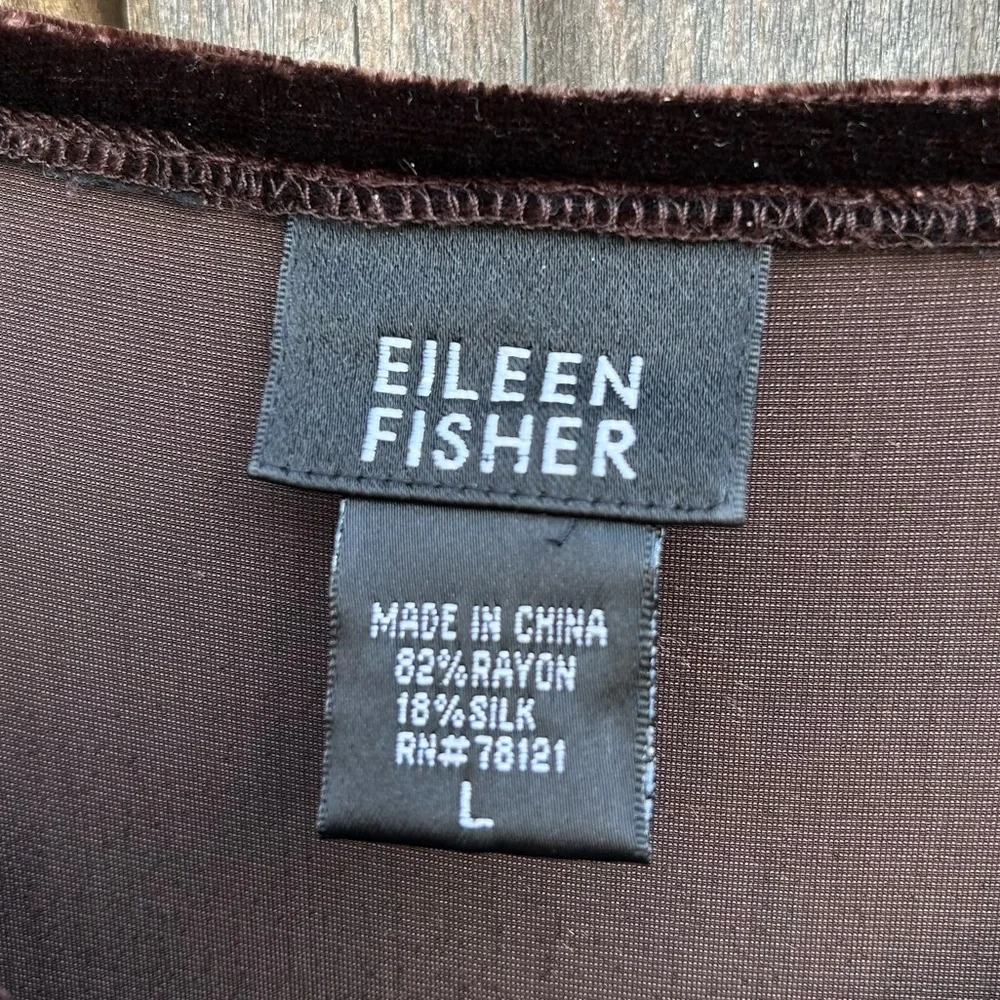Eileen Fisher Stretch Velvet Maxi Dress Bateau Neck Brown L - Picture 4 of 15